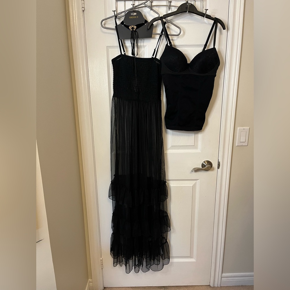 Forever 21 Sheer Dress, Bustier and Choker Size M/L